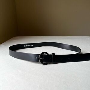 Y2K Express Italian Leather‎ Rhinestone Belt Black Made in Italy 36 Indie Sleaze